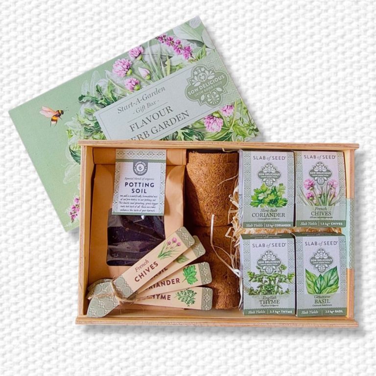 Linen Flavour Herb Start-a-Garden Inside